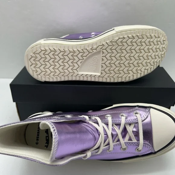 Converse CTAS Lift Double Stack Hi Metallic Lilac Lavender Platform High Top - Picture 5 of 16